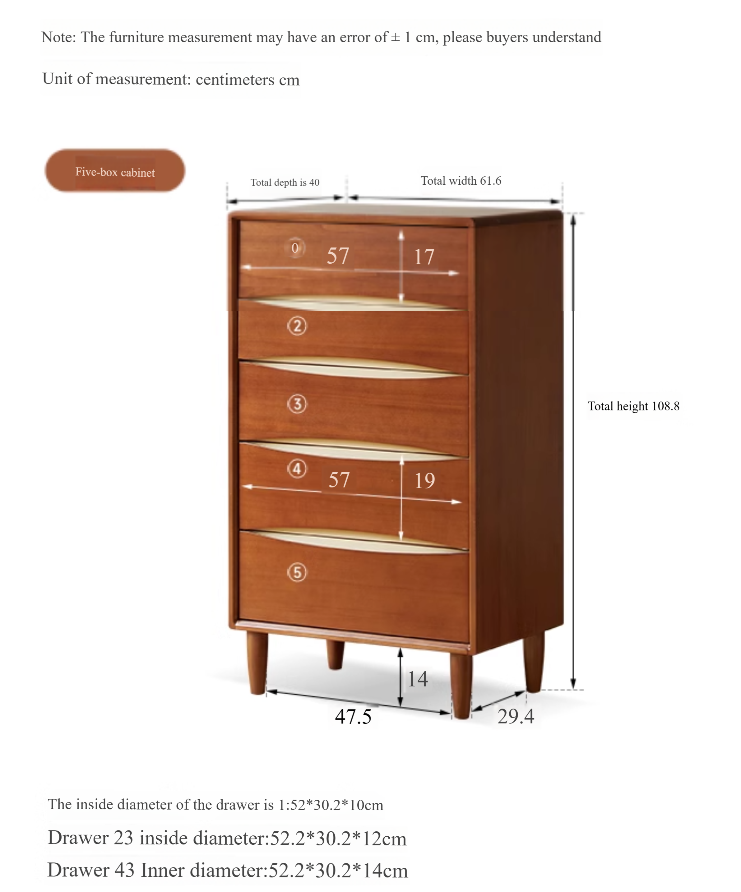 Poplar Solid Wood Antique Style Chest of Drawers.
