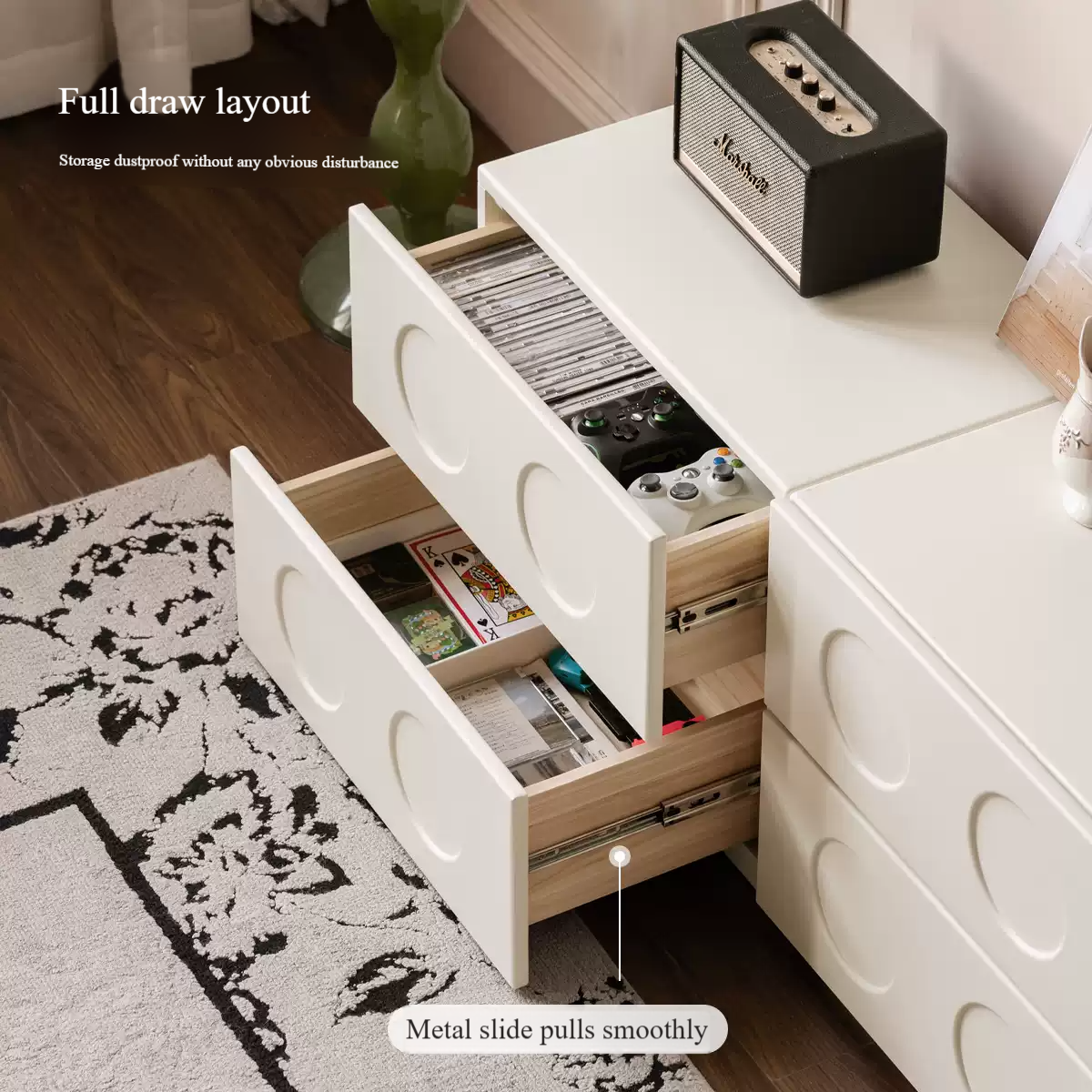 Poplar Solid Wood French Cream Style Module Combination TV Cabinet.