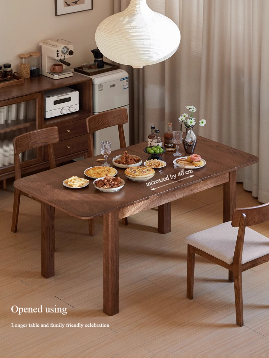 Oak Solid Wood Retractable Dining Table