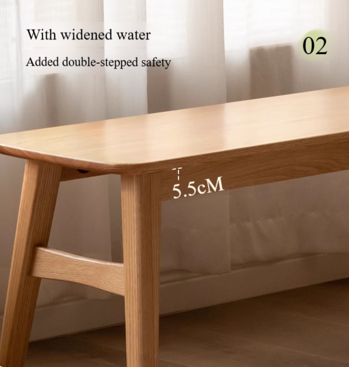 Oak Solid Wood Modern Long Bench