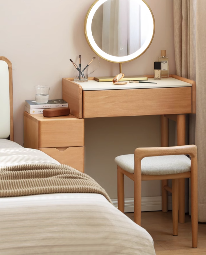 Beech Solid Wood Nordic Light Luxury Dressing Table.