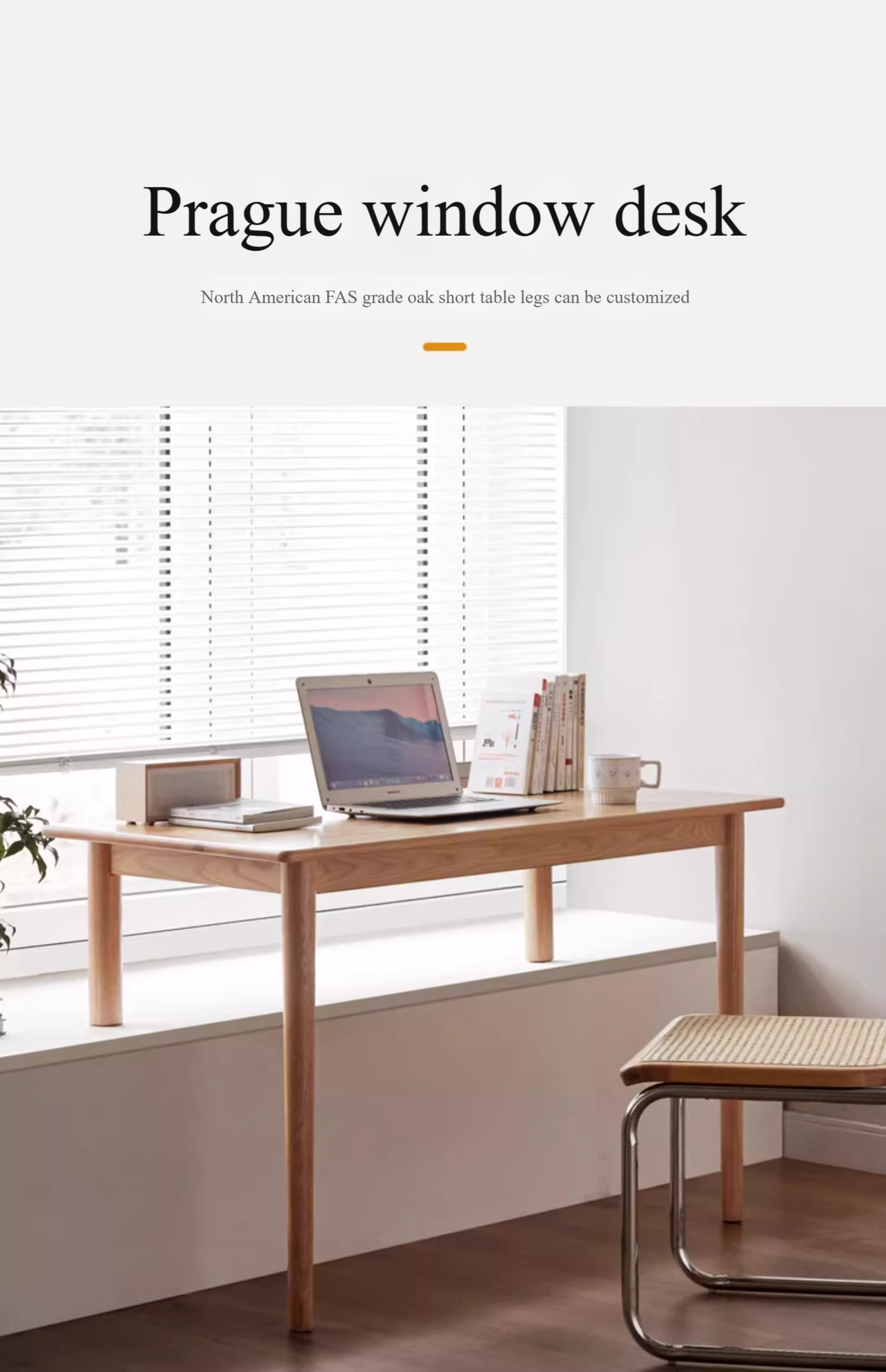 Oak Solid Wood Office Desk, Bay Window Desk Low Table