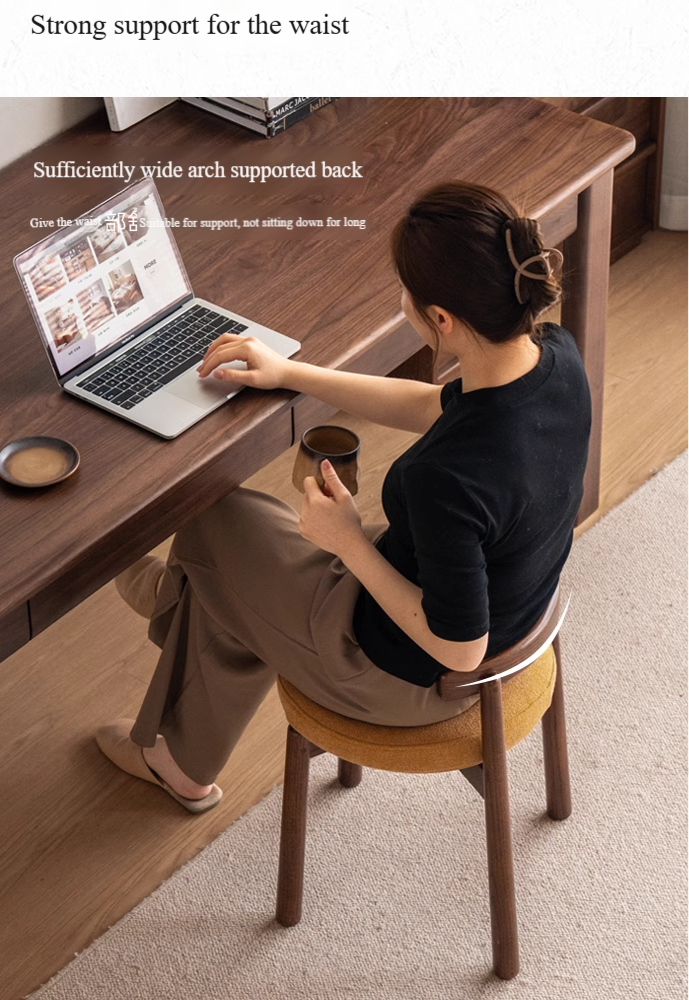 Black Walnut, Oak Solid Wood, Solid RubberWood Makeup Stool
