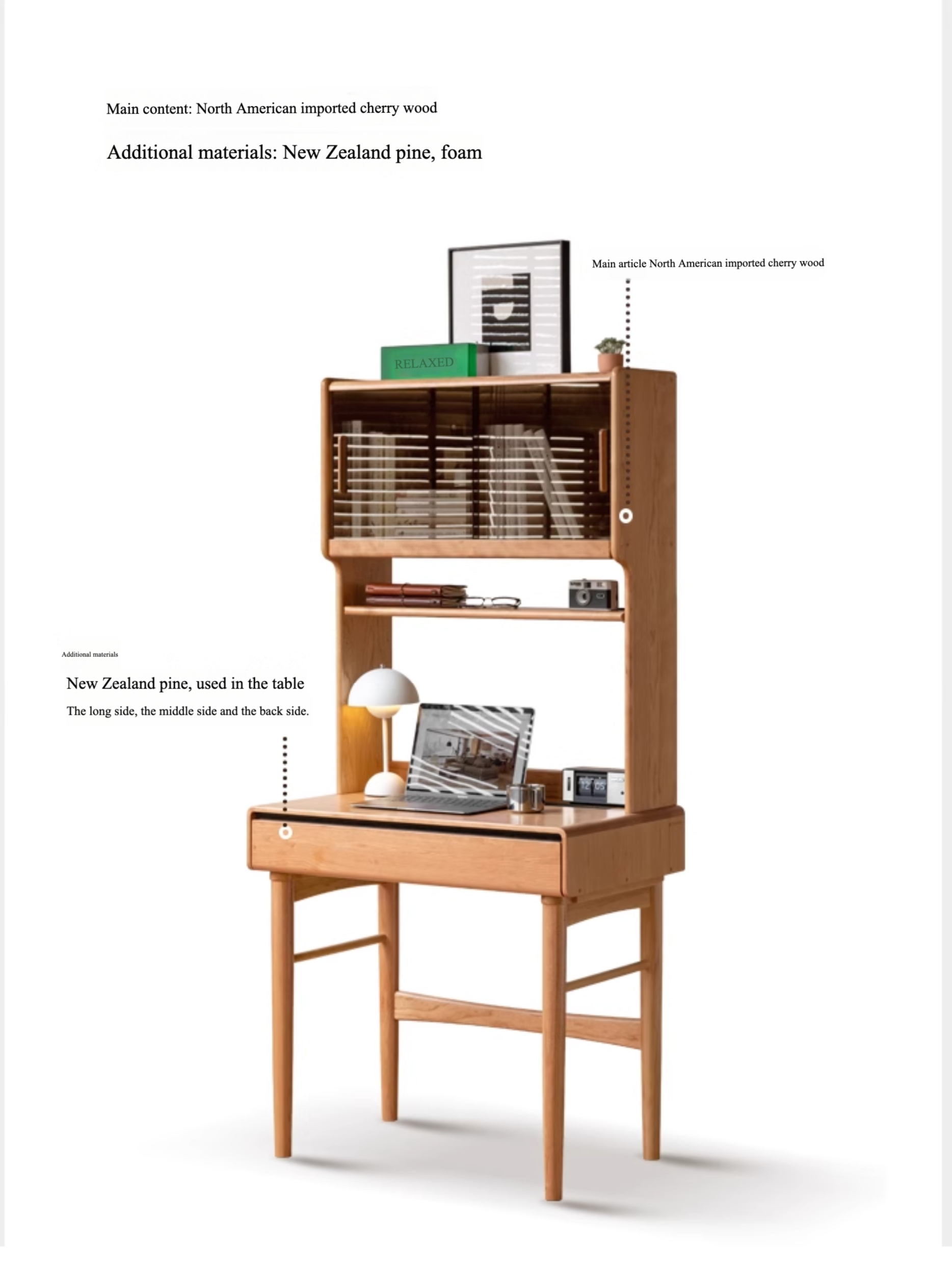Cherry Solid Wood Desk With Drawer.