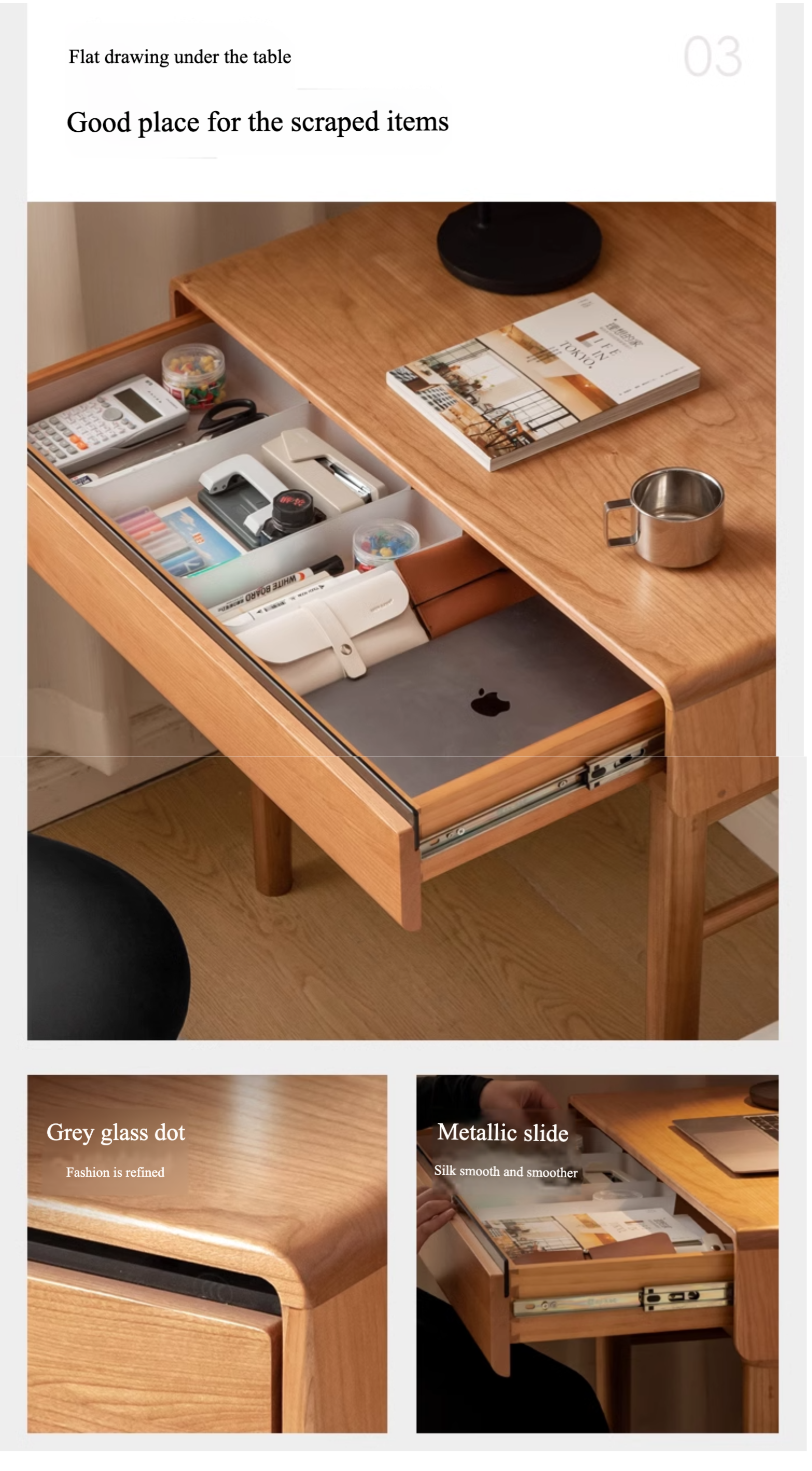 Cherry Solid Wood Desk With Drawer.