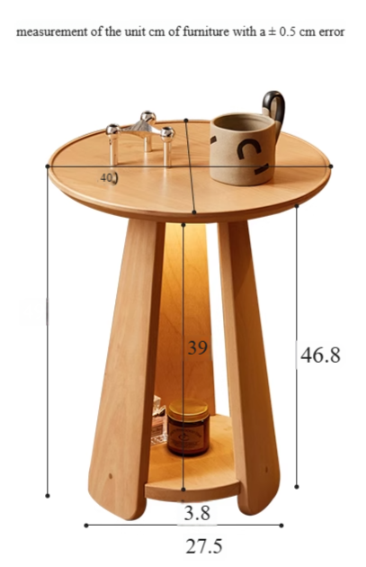 Beech Solid Wood Nordic Side Table.
