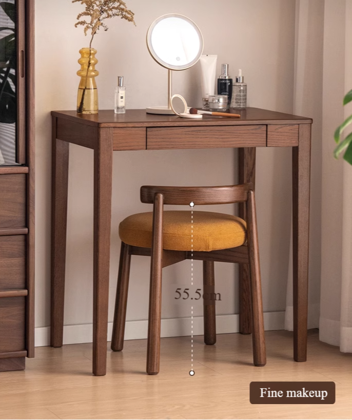Black Walnut, Oak Solid Wood, Solid RubberWood Makeup Stool