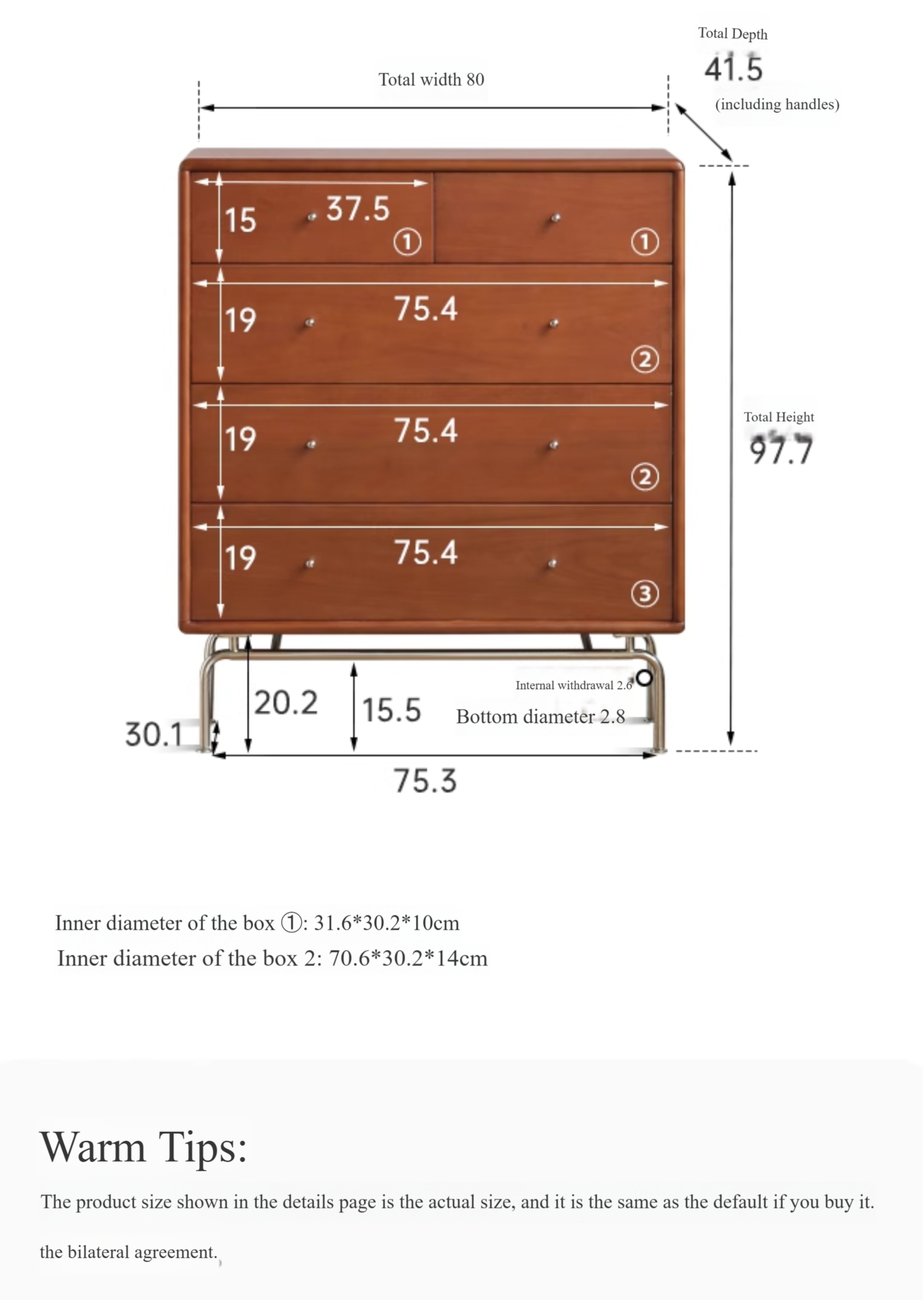 Poplar Solid Wood Retro Chest of Drawers
