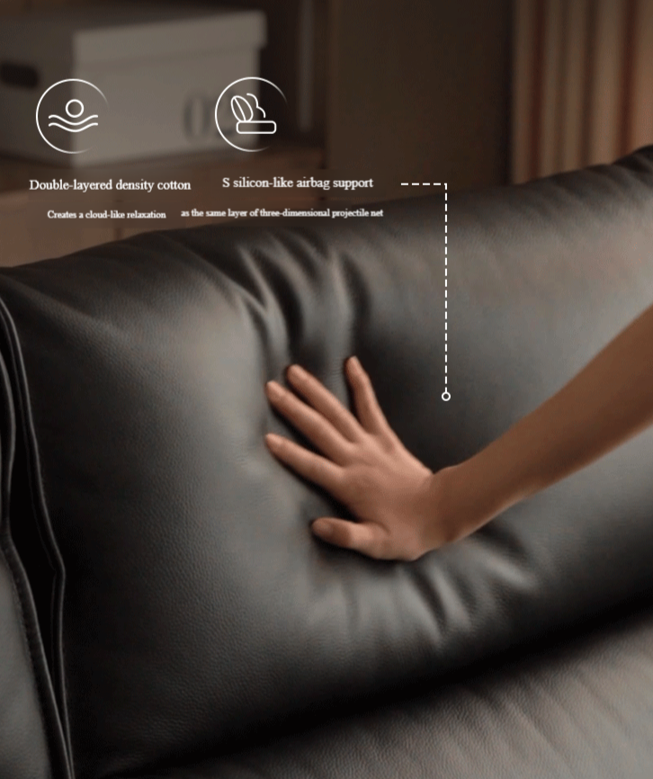 Genuine Leather Sofa Italian Light Luxury Tofu Block Sofa