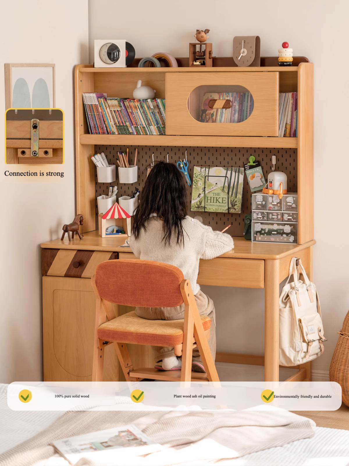 Beech Solid Wood Children's Study Table.