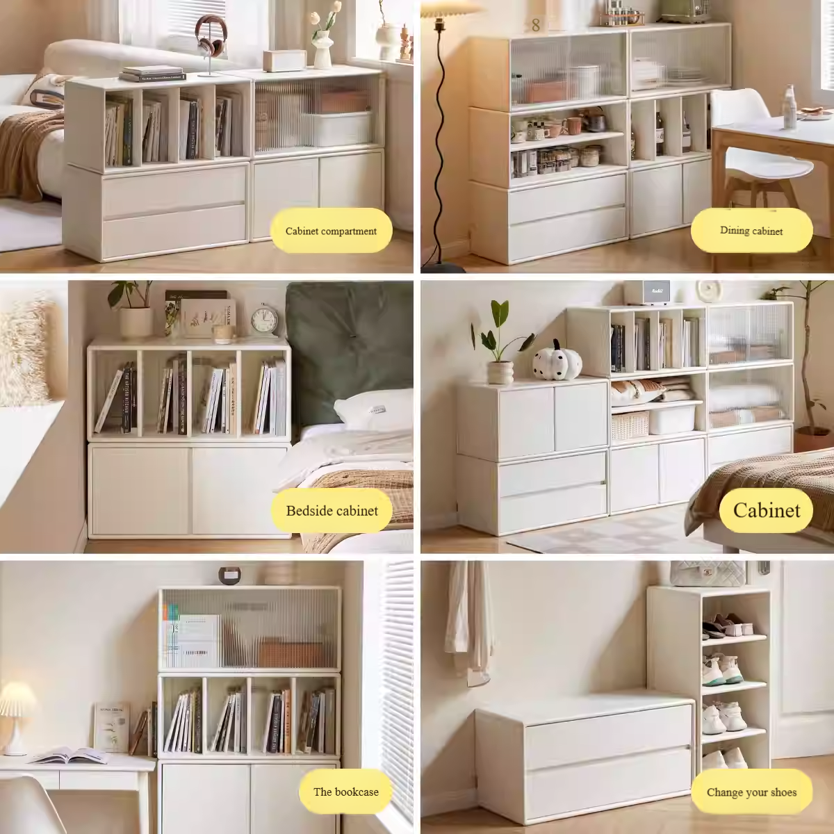 Oak Solid wood Locker Cream Style Free Combination Cabinet.