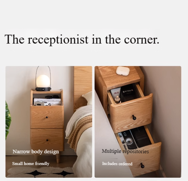 Ash, Oak Solid Wood, Solid RubberWood Modern Nightstand.
