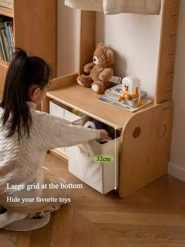 Beech, Solid Rubberwood Children's Coat Rack.