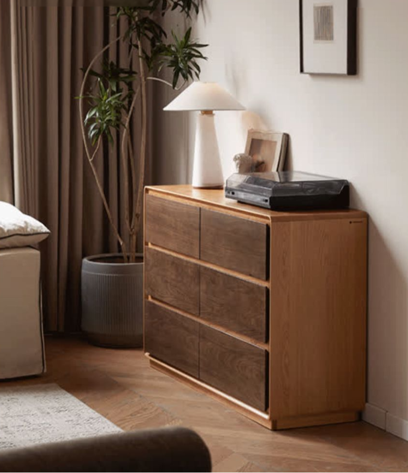 Black Walnut, Cherry Solid Wood Modern Drawer Cabinet.