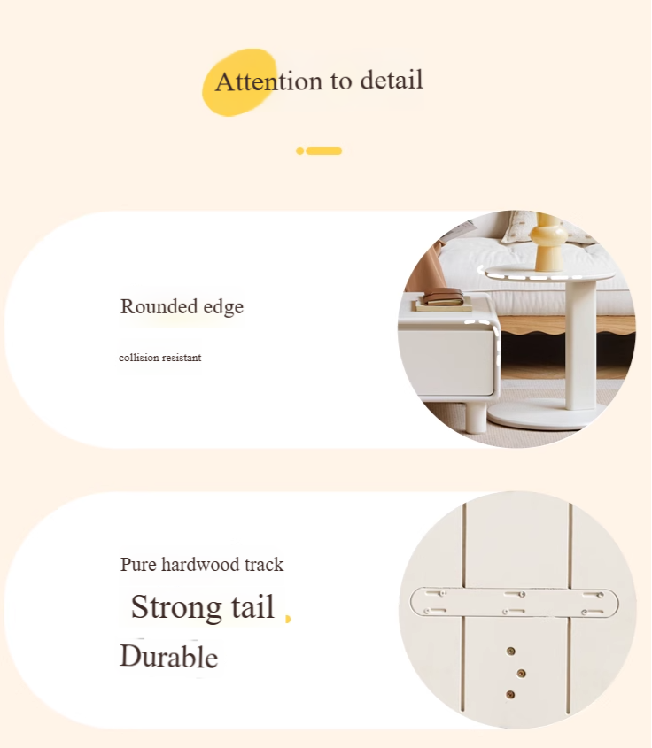 Solid RubberWood Modern Creative Cream Style Coffee Table.