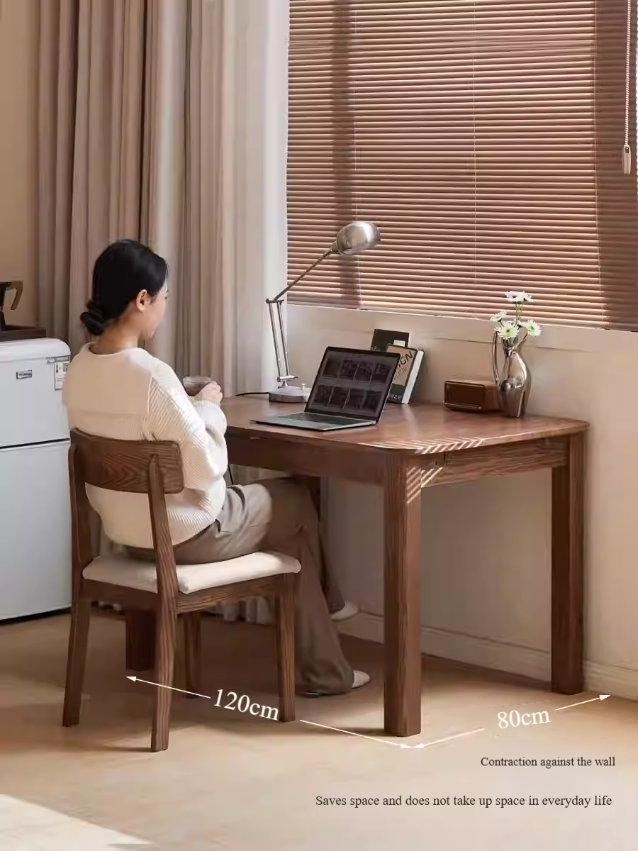 Oak Solid Wood Retractable Dining Table