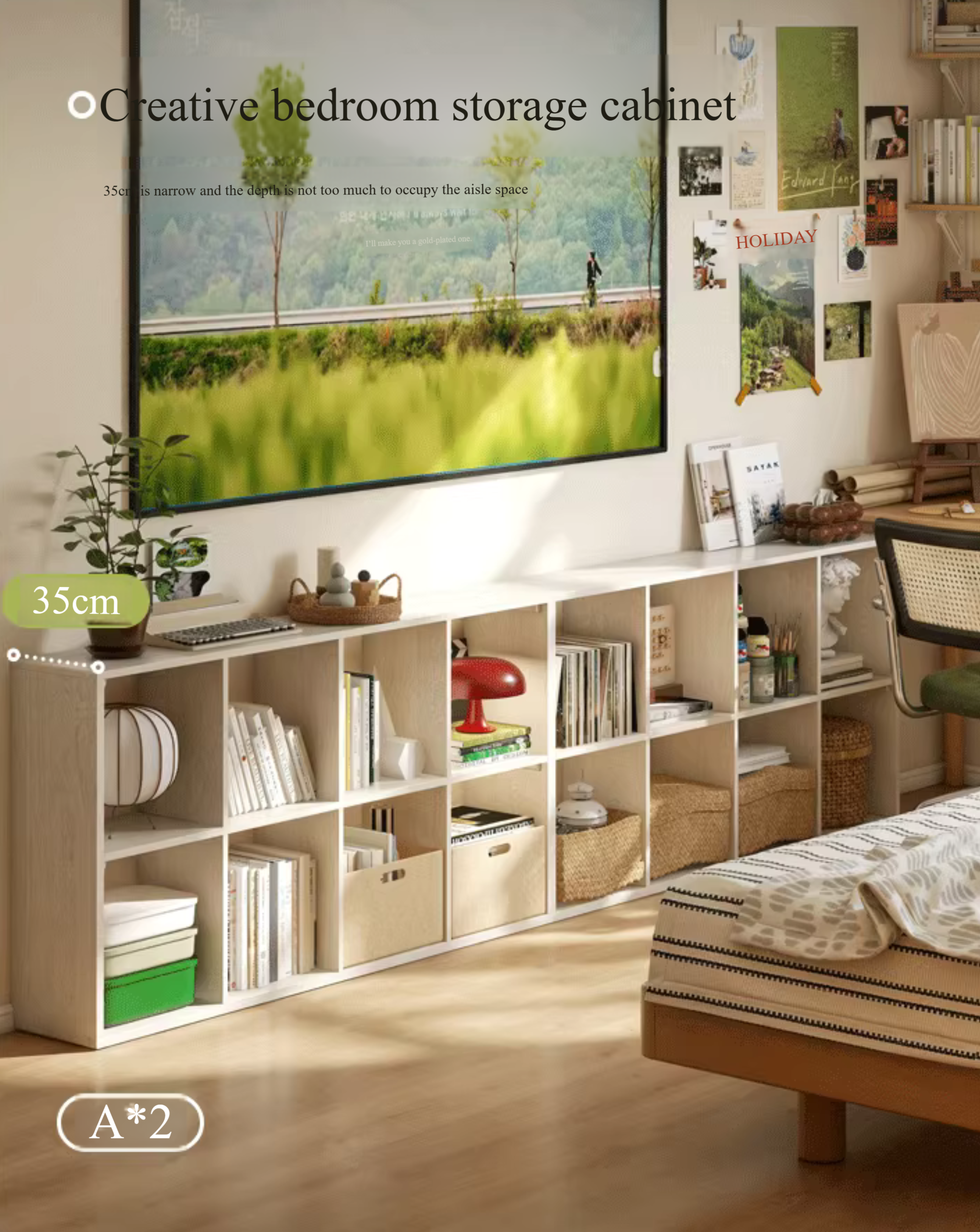 Oak Solid Wood Cream Style Modern Bookcase