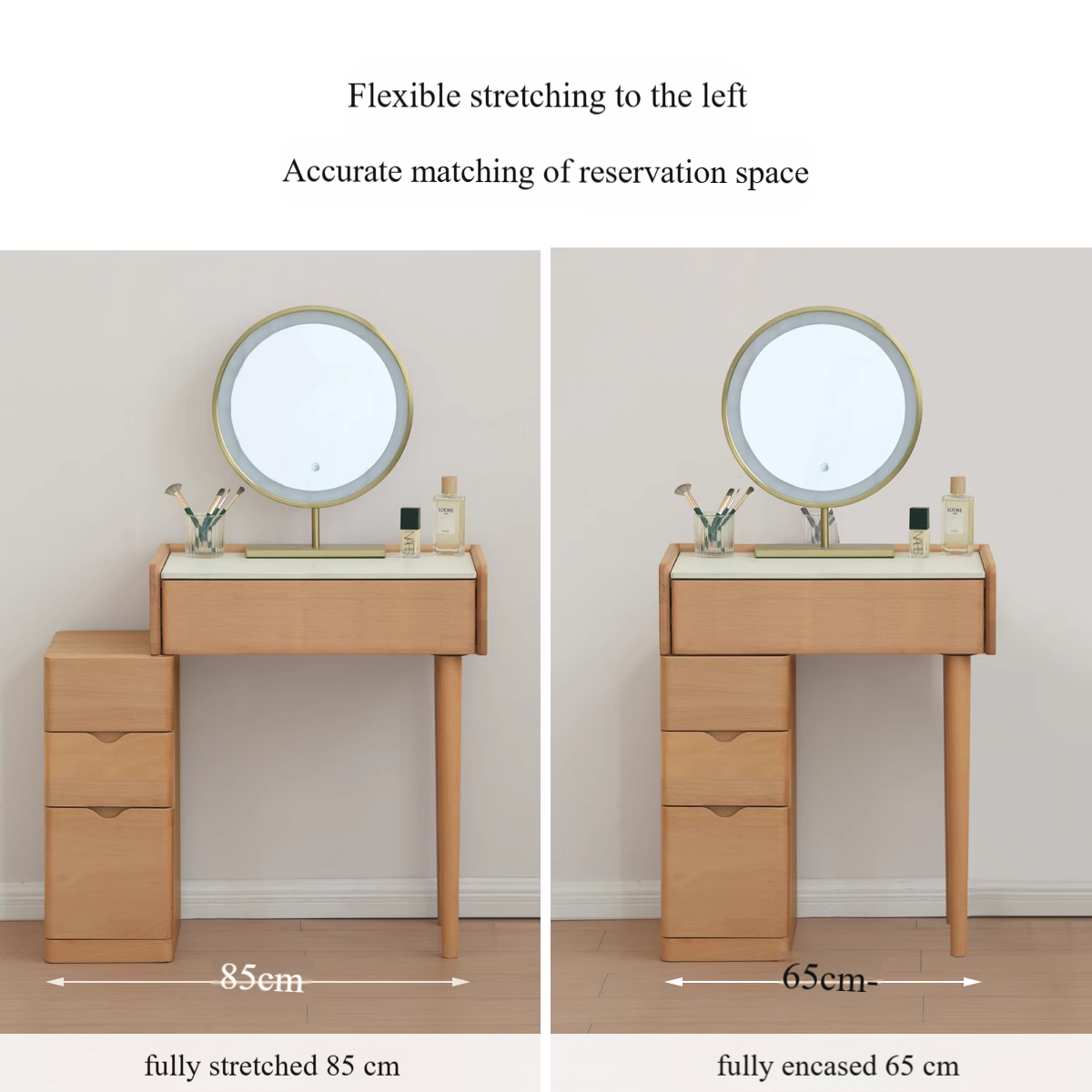 Beech Solid Wood Nordic Light Luxury Dressing Table.