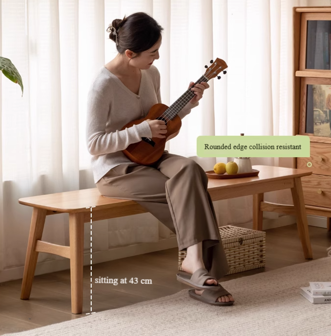 Oak Solid Wood Modern Long Bench