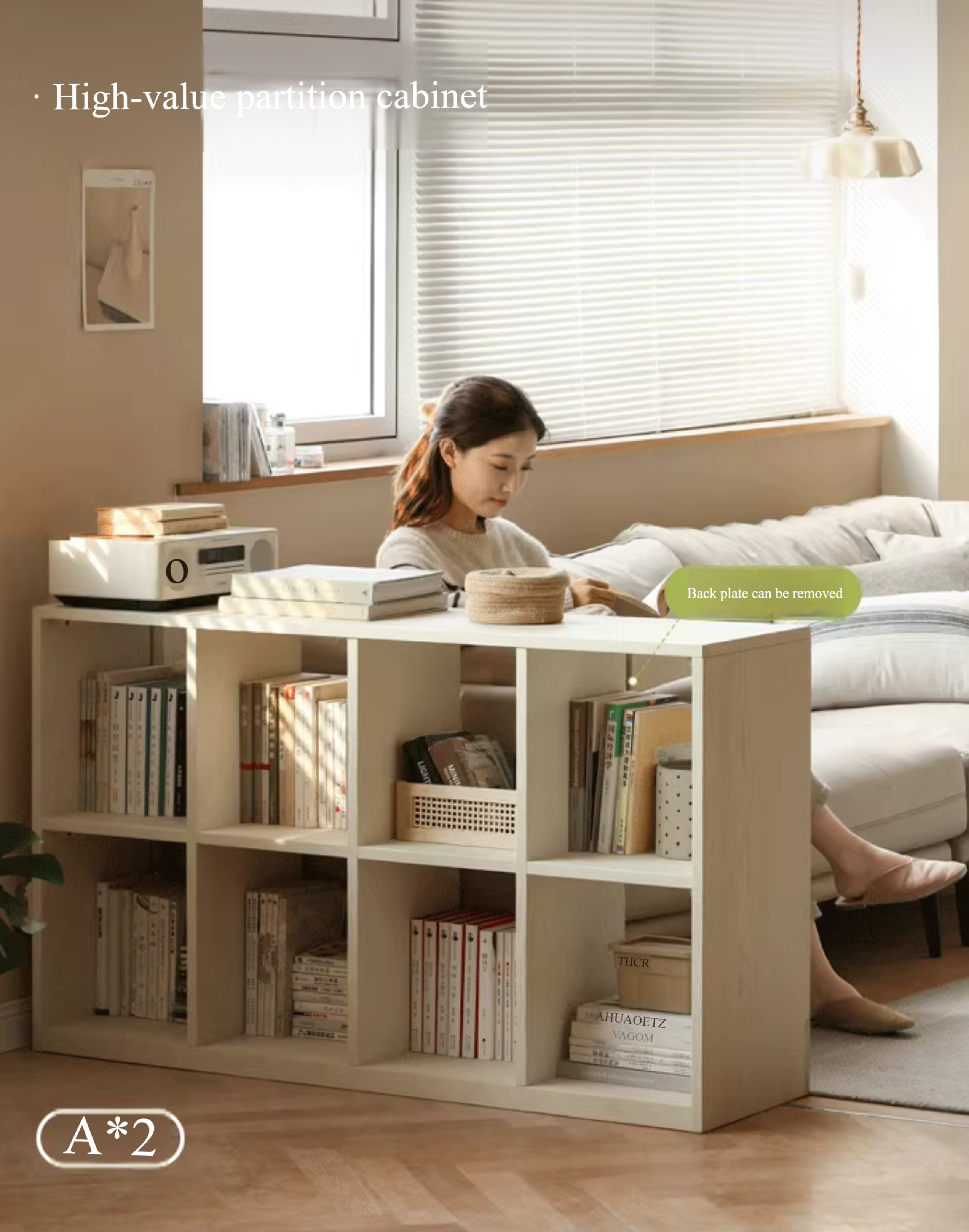 Oak Solid Wood Cream Style Modern Bookcase