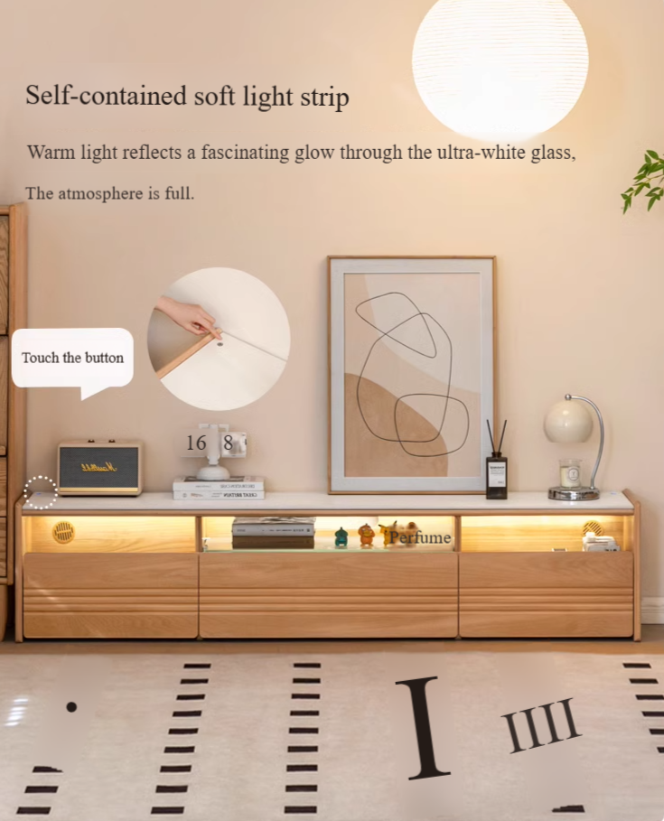Pine Solid Wood Floor Rock Board TV Stand.