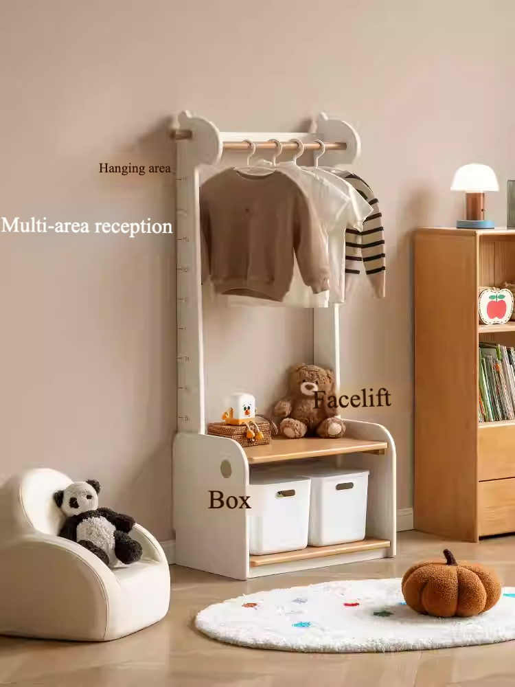 Beech, Solid Rubberwood Children's Coat Rack.