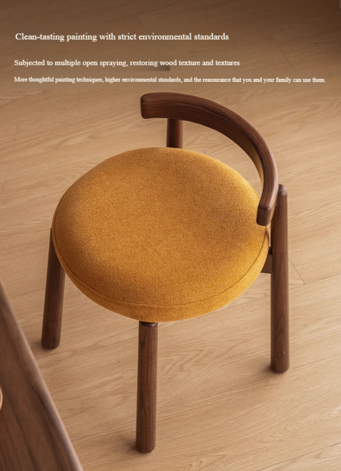 Black Walnut, Oak Solid Wood, Solid RubberWood Makeup Stool