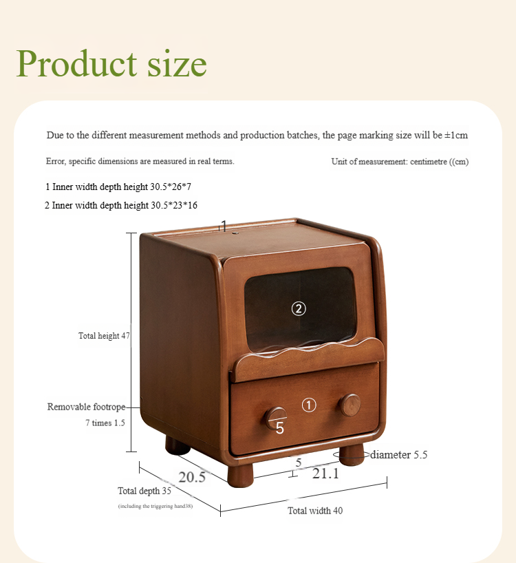 Beech, Poplar Solid Wood Children's Nightstand.