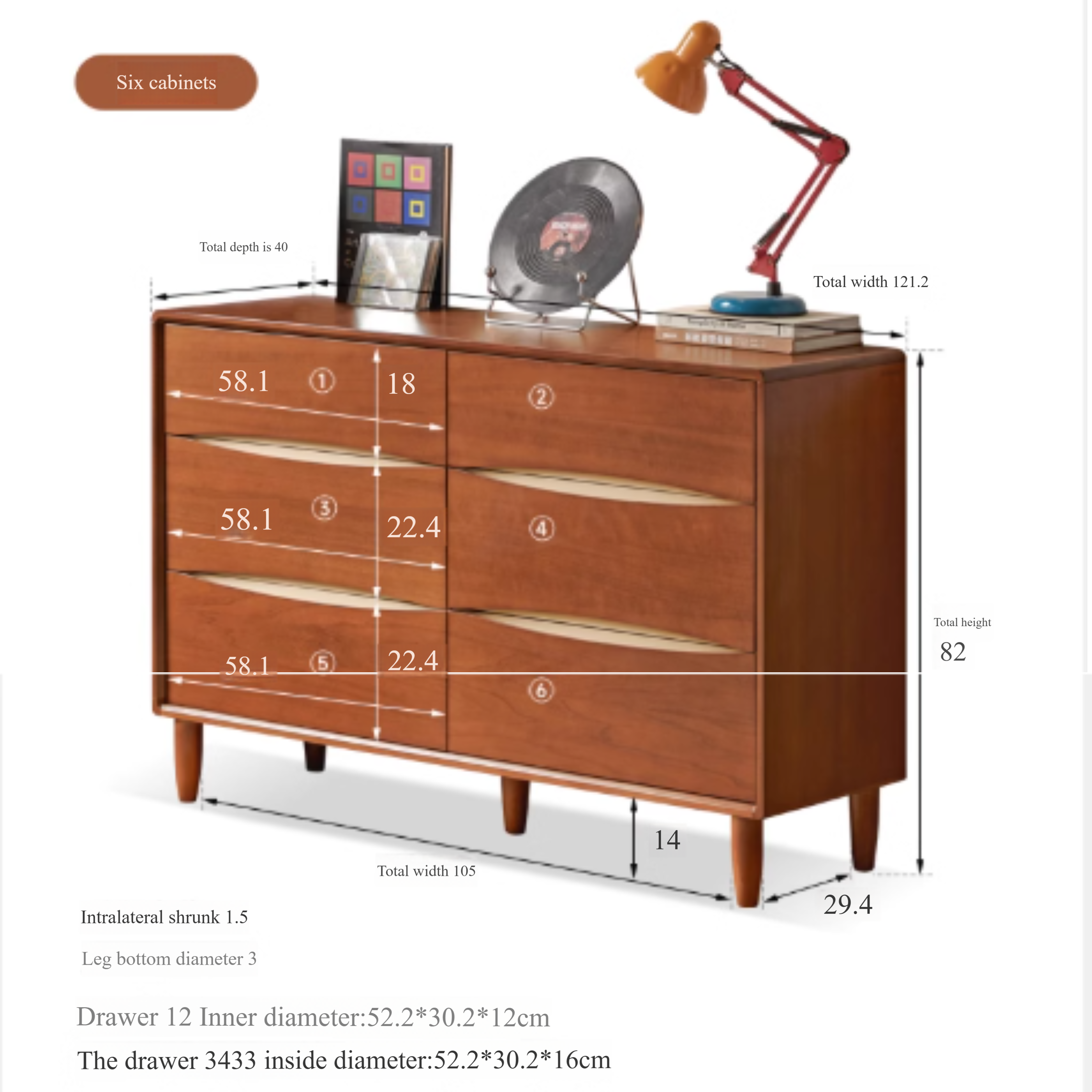 Poplar Solid Wood Antique Style Chest of Drawers.
