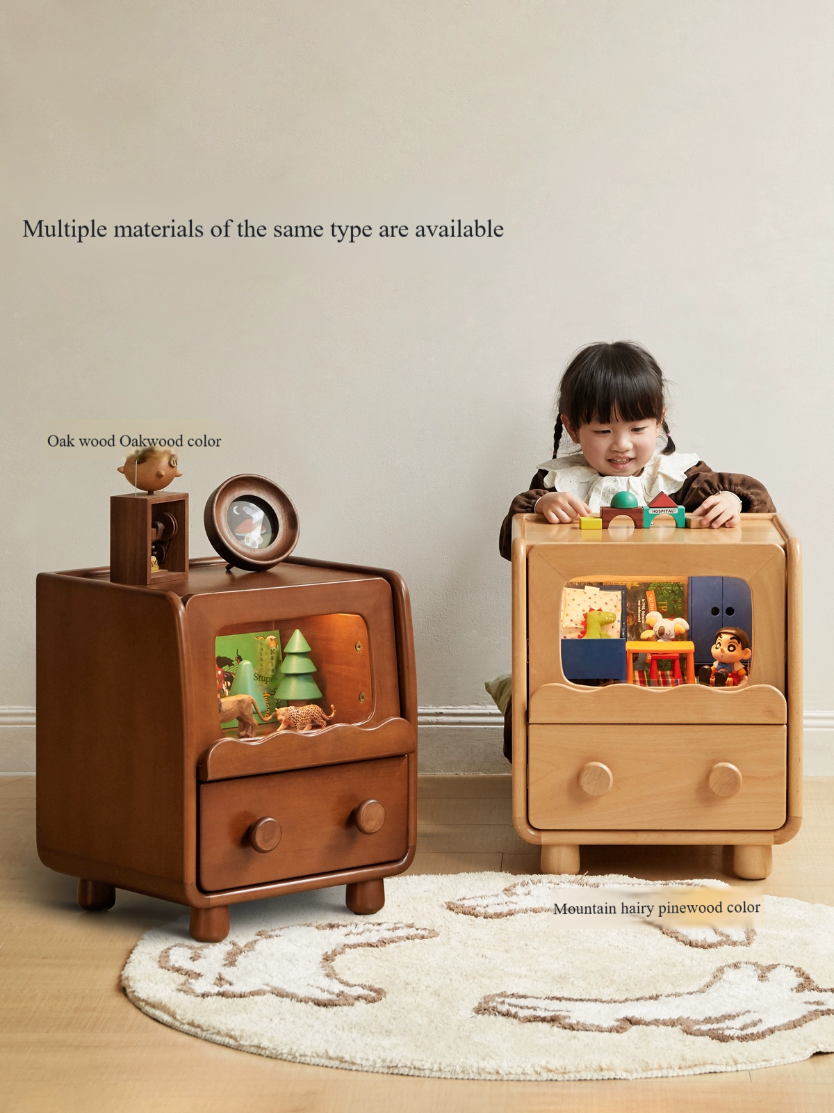 Beech, Poplar Solid Wood Children's Nightstand.