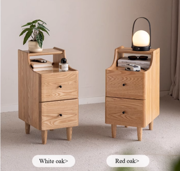 Ash, Oak Solid Wood, Solid RubberWood Modern Nightstand.