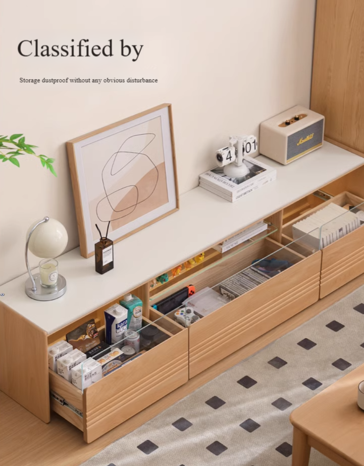 Pine Solid Wood Floor Rock Board TV Stand.