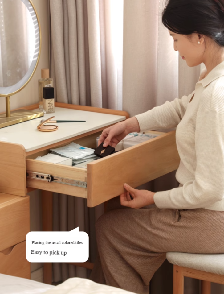 Beech Solid Wood Nordic Light Luxury Dressing Table.