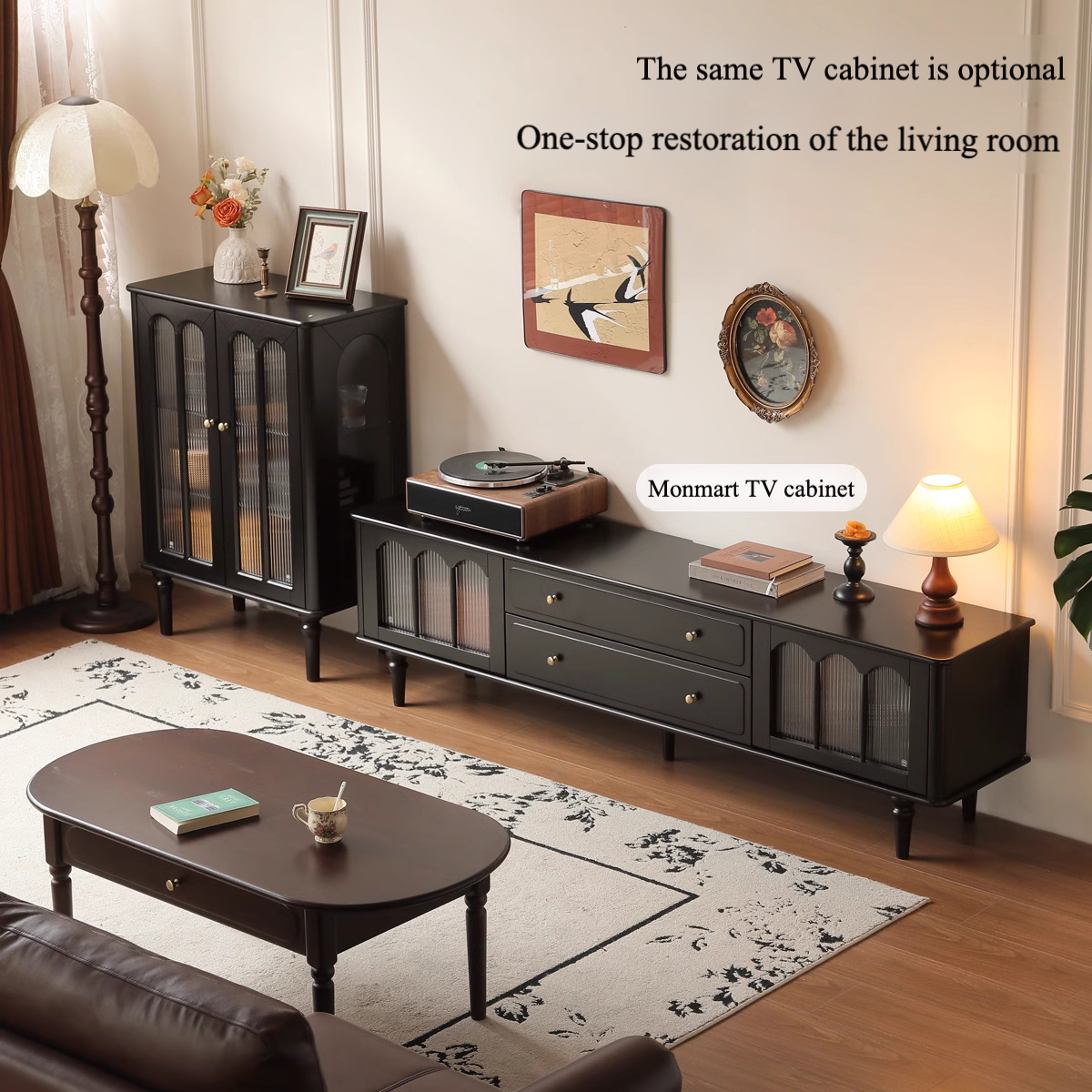 Solid Rubberwood French Retro Side Cabinet.