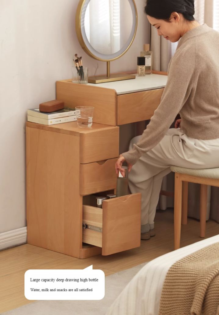 Beech Solid Wood Nordic Light Luxury Dressing Table.