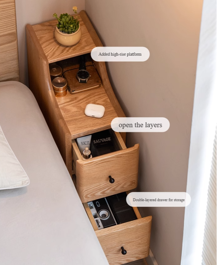 Ash, Oak Solid Wood, Solid RubberWood Modern Nightstand.