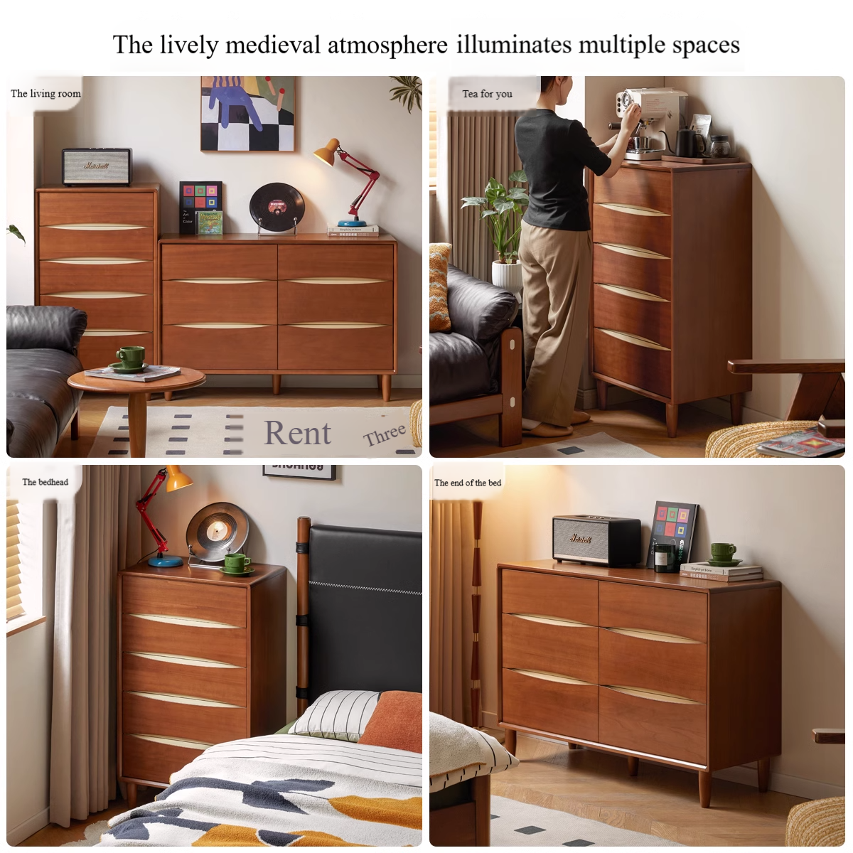 Poplar Solid Wood Antique Style Chest of Drawers.