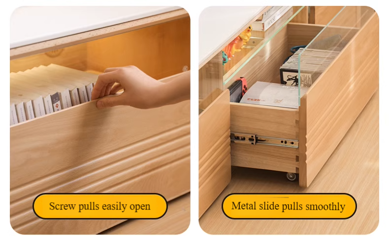 Beech Solid Wood Floor Rock Board TV Stand.