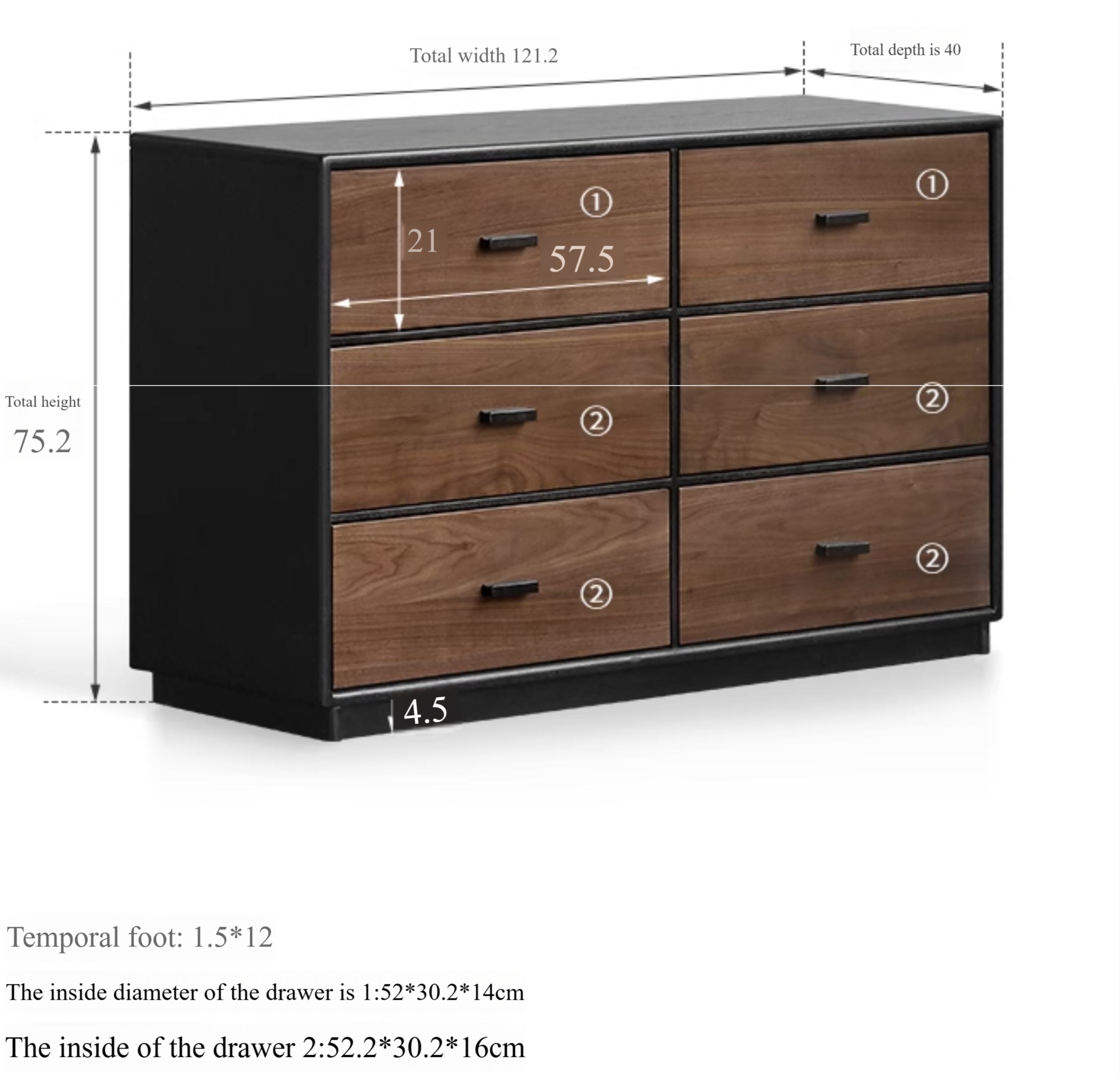 Oak Solid Wood Italian Light Luxury Chest of Drawers.