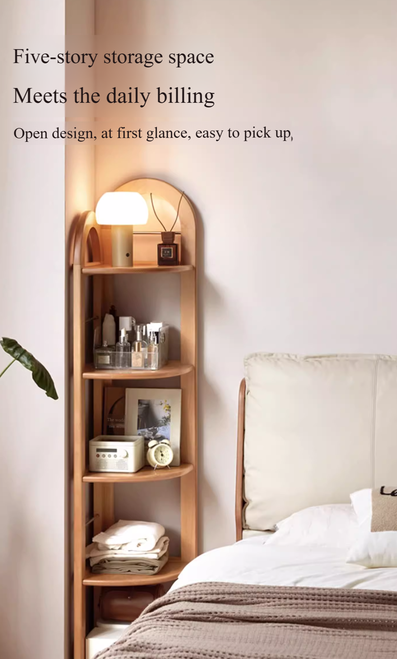 European Beech Solid Wood Corner Bookshelf.