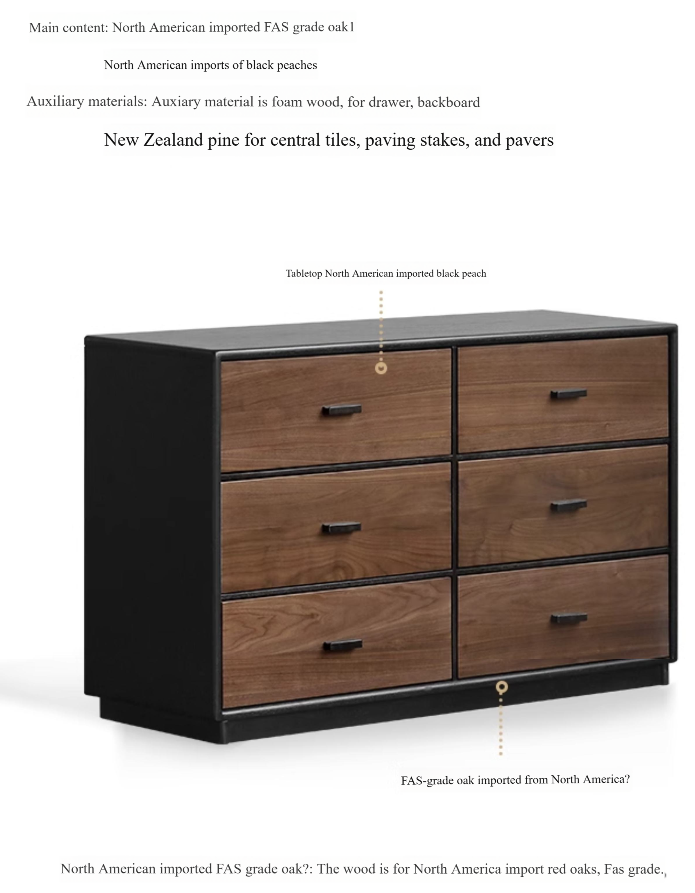 Oak Solid Wood Italian Light Luxury Chest of Drawers.