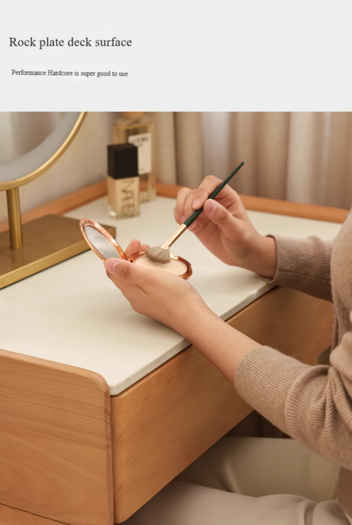 Beech Solid Wood Nordic Light Luxury Dressing Table.