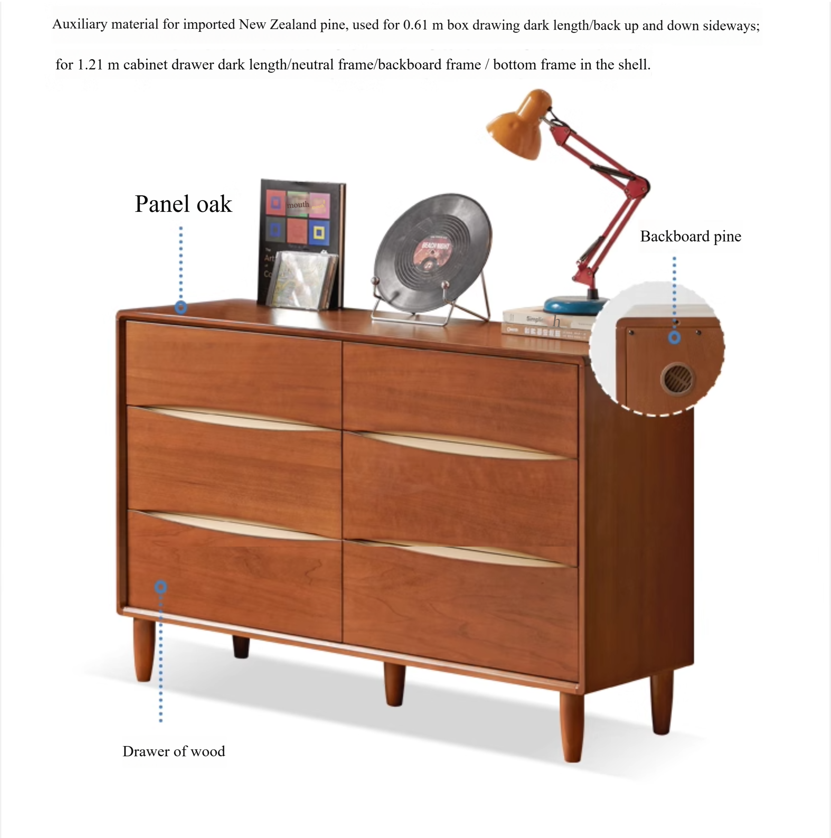 Poplar Solid Wood Antique Style Chest of Drawers.