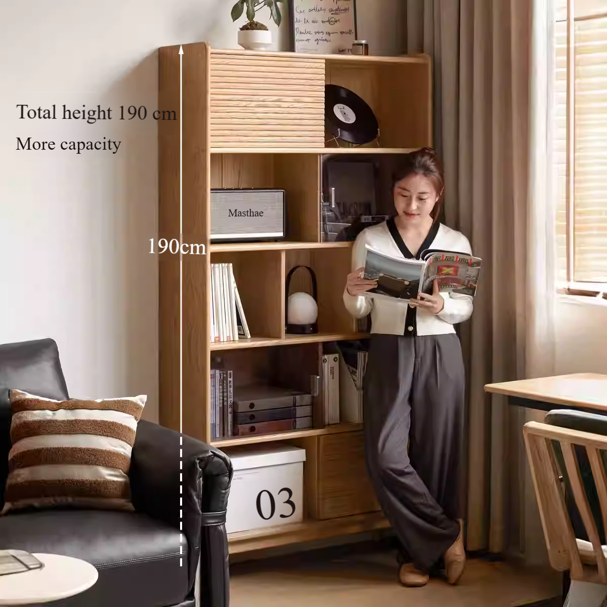 Oak Solid Wood Modern Bookcase