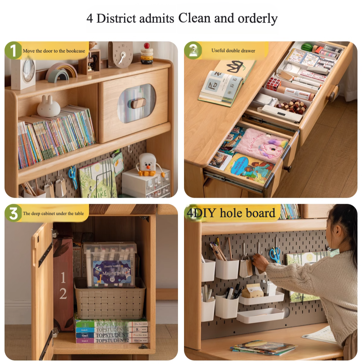 Beech Solid Wood Children's Study Table.