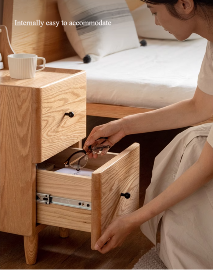 Ash, Oak Solid Wood, Solid RubberWood Modern Nightstand.