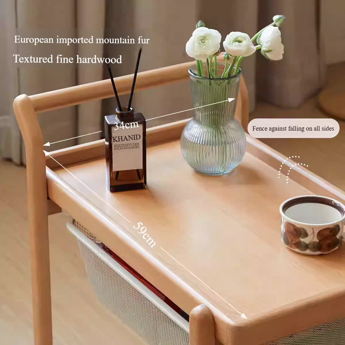 Beech Solid Wood Modern Side Table