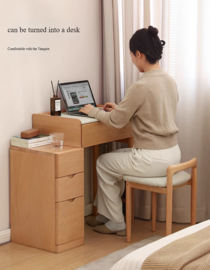 Beech Solid Wood Nordic Light Luxury Dressing Table.