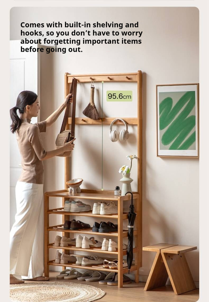 Solid RubberWood Multi-Tiered Shoe Rack For Shoes, Clothes And Hats