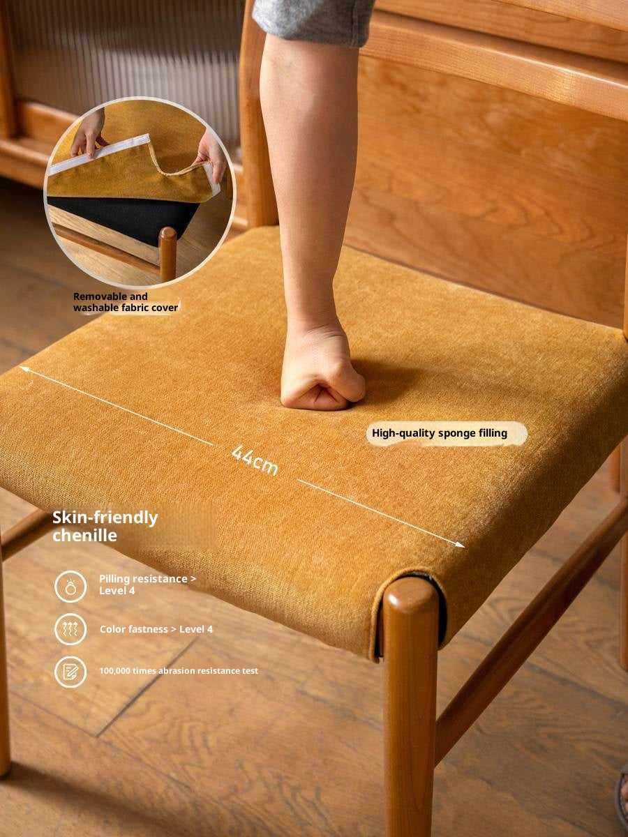 Set 4 pcs Cherry, Ash Solid Wood Artistic Retro Style Dining Chair